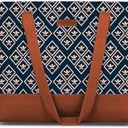 Handcrafted Women's Tote Bag with Vegan Leather Handles & Indian Prints, Shoulder Tote Bag and Handbag for Office and College (Pack of 1)-picture-48