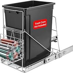 Pull-Out Trash Can Kit for Under Cabinet – Adjustable Shelf and Detachable Front Basket for Convenient Garbage Bag Storage, Under Sink Trash Can Pull Out Ideal for Kitchen Use with 7-12 Gallon Bins-21