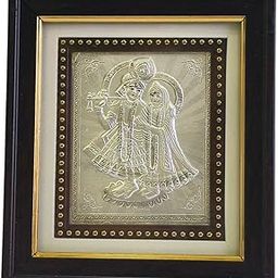 999 Pure Silver Radhakrishna Frame For Home Decor (5 X 5.5 Inches | Silver), Metal(Tabletop;Wall Mount)-image-33