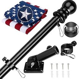 American Flag 3x5 ft with Black Pole Kit - Embroidered Stars and Sewn Stripes - 6 Ft No Tangle Flagpole Aluminum and 2-Position Flag Pole Bracket-image-96