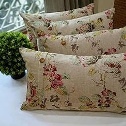 R home Beige Cushion Covers | 12 x 20 Inch | Throw Pillow Cases for Sofa, Bed, Car, Chairs, Living Room & Office | Rectangular Decorative Cushions – Durable & Stylish (4, Beige Rose, 12 X 20 INCH)-image-67