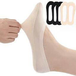 5 Pairs No Show Liner Socks Women's Low Cut Cotton Nylon ​Boat Invisible Hidden Socks Non-Slip for Flats Boat Sneaker (3black+2nude)-image-42