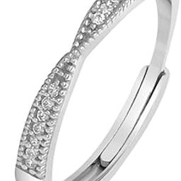 925 Sterling Silver Designer Cubic Zirconia CZ Rhodium Plated Adjustable Ring | Gift for Women and Girls | With Certificate of Authenticity and 925 Hallmark-3