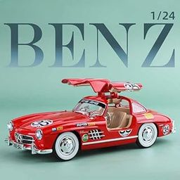 SID MAGIC 1:24 Scale 1955 Mercedes-Benz 300sl Vintage Model Toy Car with Sound and Light Function, Children's Toy Model Car with Pullback Function, Collector's Quality (Red)-image-69