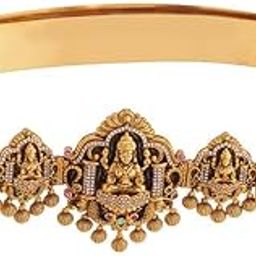 Ruby-Green Gold Plated Ethnic Antique Belt/Kamarband - 406030-9