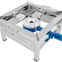 Sue Kitchen Storeware Single Burner Stainless Steel Square Chulha Canteen Bhatti Commercial Gas Stove with all complementry Accessories - Silver, Manual (Small-10x10x8 Inch)-image-69