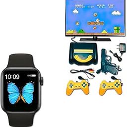 Drumstone 𝐂𝐨𝐦𝐛𝐨 C854 Trendy 8 Bit LCD Plug Tv Video Gaming Console with Classic Inbuilt Game and Stylish Full Touch Fitness Smart Watch with Bluetooth Call 𝟭𝟱 𝗬𝗲𝗮𝗿𝘀 𝗪𝗮𝗿𝗿𝗮𝗻𝘁𝘆-image-0
