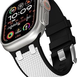 RoYiio Watch Band Compatible with Apple Watch Band Ultra 1/2 49mm Band Silicone, Replacement Strap for iWatch Series 9/8/7 45mm, Series 6/5/4/SE 44mm, Series 3/2/1 42mm - Black/White-image-78