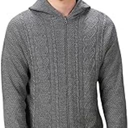 Solid Full Sleeves Hooded Acrylic Regular Fit Men Casual Sweater-26