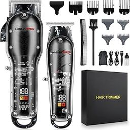 HIENA PRO Hair Clippers for Men T Liners Hair Trimmer Set, Men Professional Cordless Rechargeable Barber Hair Cutting Kit with LED Display,Gifts for Men-image-84
