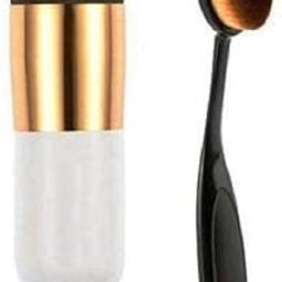 ClubBeauty Professional White Foundation Brush and Oval Foundation Brush Black (Combo of 2pc)-40