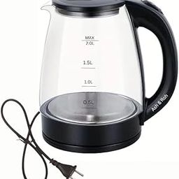 Ash & Roh Glass Electric Tea Kettle Hot Water Heater Boiler BPA-Free with Blue LED Interior Fast Boil and Auto Shut-Off, Black (2L)-picture-20
