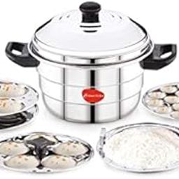 Klassi Kichen Stainless Steel Idli Cooker with 3 Plates |1 mini idli 1 Steamer | Bakelite Handle | Gas Stove and Induction Compatible | Kitchen Accessories | Silver-image-31