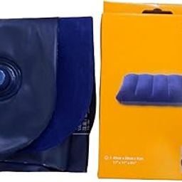 Foldable Air Inflatable Pillow Air Stripes, Can Be Folded Into A Very Small Size. Solid Travel Pillow (Blue) Pack of 2-54