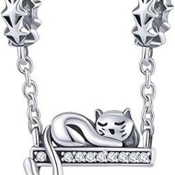 925 Sterling Silver Charms Love Animal Charm Beads for Pandora Unicorn Charms Bracelets Spaced Beads Bracelets for Women Charm Bracelets (Lovely Cat Charms), Sterling Silver, Cubic Zirconia-picture-15