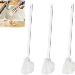 3 Pcs All Angle Bottle Brush, Pack, Long Handle Silicone Cleaning Brush Set for Water Bottles and Baby Bottles, Flexible Bristles for Deep Cleaning, White-image-63