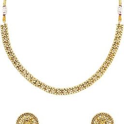 Jewellery Set for Women | Traditional Golden Necklace Set for Girls | Gold Plated Jewellery Set | Birthday Anniversary Gift for Women Wife-image-33