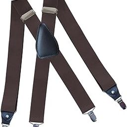 ™ Men's Suspenders Elastic Straps Solid Heavy Duty 4 Clips Adjustable Unisex Brown | Suspenders Braces | Mens Accessories-image-46