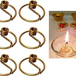 Niranjan Kadi Brass Ring Wick Holder for Diya Bati Oil Lamps (Round Shape) for Pooja Deepam Deepak Cotton Samai Kuthu Vilakku Thiri Stand (6)-image-59