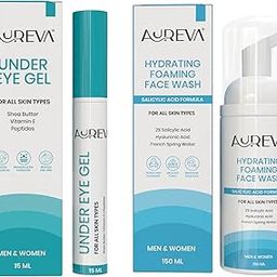 Aureva Under Eye Gel for Dark Circles for Women and Men, Peptide Infused Eye Gel to Reduce Puffiness, Wrinkles and Fine Lines, Under Eye Cream with Shea Butter and Vitamin E, 15ml (15ml + 150ml, Under Eye Gel + Foaming Face Wash)-image-80