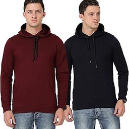 Men's Cotton Hooded Neck Solid Full Sleeve Hoodies with Kangaroo Pocket - (Pack of 2)-image-13