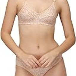 Cotton Full Coverage Non-Padded Non-Wired Dot Printed Bra and Panty Set for Women | Lingerie Set-picture-5