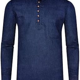 Bunting Blue Solid Super Soft Denim Premium Tencel Kurta Shirt-picture-18