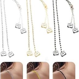 Fancy Adjustable Bra Straps for Women, 3 Pair | Stylish & Comfortable Design For Dresses & Tops | Non-Slip Bling Shoulder Straps for Wedding & Party Outfit (Silver,Gold, Black)-image-79