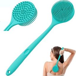 DOCAT Premium Soft Silicone Body Scrubber for Bathing Shower, Long Handle Back Scrubber for Bathing, Long Lasting Body Scrubber for Women and Men Bath & Shower Accessories (Blue)-16