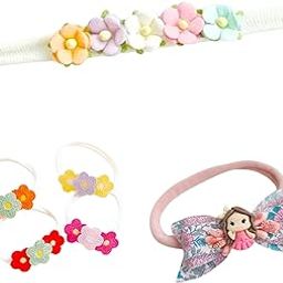 MARIS TROVERS Flower Hair Accessories Set, 3 Pieces, Elastic Headbands with Floral Designs, Doll Hairband for Baby Girls and Infants,soft and stretchable hairbands for babies-image-67