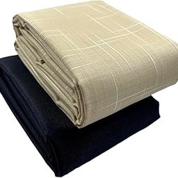 Premium Linen Shirt and Trouser Fabric - Cotton Blend Material - 2.25m Shirt Cloth - 1.20m Pant Piece (Beige Shirt, Navy Blue Trouser)-image-90