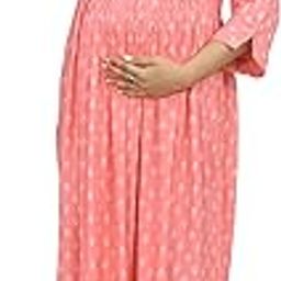 Rayon Maternity Dresses for Women with Feeding Zip - Floral Peace Breastfeeding Maternity Gown Kurti for Pregnant Women - Nursing Pre and Post Pregnancy Wear-32