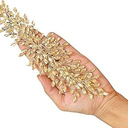 Handmade Studded Metal Hair Tiara, Headband for Bridal Bridesmaid Wedding Anniversary for Women - Gold-image-46