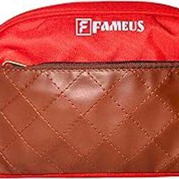 FAMEUS Multipurpose Faux Leather Detailing Pouch - Everyday Unisex Travel & Toiletry Kit for Medicine, Cosmetics, Shaving - Red-image-98