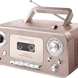 Portable Stereo CD Player with Bluetooth, AM/FM Stereo Radio and Cassette Player/Recorder (Rose & Gold)-10