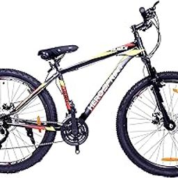 HERO CYCLES Unisex Sprint Hustle Duel Disc Front Suspension 27.5T Steel MTB with Micro Shift Gear System (21 Speed, Black/Green) Frame: 20 Inches-image-51
