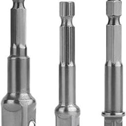 AASONS Stainless Steel 3-Piece Power Hand Tools Driver Extension Socket Adapter Sets, 1/4-Inch Hex Shank To Drive 1/4" 3/8" 1/2" For Drill Cr-V Quick Change Nut Driver Socke Bit Set Adapters-picture-10