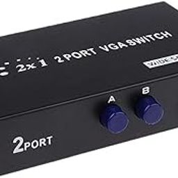 2 Port Manual VGA Splitter for two PC to share one monitor and speaker system VGA Switch 2 in 1 Out Press Button ‎Projector, Gaming Console, Monitor, Television (Black)-25