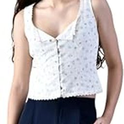 Pearl Top Vintage White Embroidered Cropped Blouse-image-32