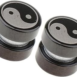 1 Pair Non Piercing Clip on Magnetic Ear Stud Men Fake Earrings Taiji-image-16