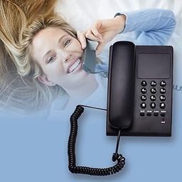 Black Corded Phone Desk Landline Phone Wall Mountable Telephone Support Ringer/Handset Receive Volume Control Flash Mute Function Redial for Hotel Office Business Home-image-39