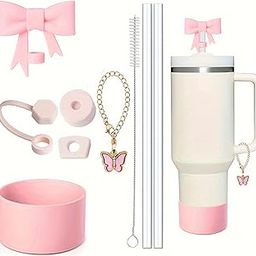 9 Pcs Stanley Cup Accessories, Straw Cover, Cover Cap Bow Straw Cap Butterfly Chain Suitable for Round Straws with A Diameter of 1cm/0.39in (Cup Not Included)-25