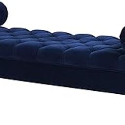 BLACK OAK Lewis Bolstered Lounge Entryway Bench Three Seater Sofa diwan Couch Lounger Lounge diwan Settee for Living Room Sofa Set (Blue)-image-57