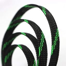 30ft PET Expandable Sleeving Flexo Wire Cable Sleeve (2/5", Green&Black)-picture-16