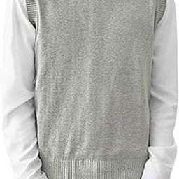 Imported Men V Neckline Ribbed Trim Slim Fit Knitted Vest-image-23