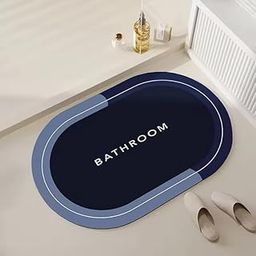 Kekezip Water Absorbing Anti Slip Floor Mat for Bathroom, Oval Bath Mat, Door Mat, Non-Slip Matfor Kitchen, Super Absorbent Soft Mat, Quick Dry Mat for Bathroom, Home, Office (Multicolor) (Pack of 1)-image-40