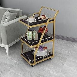 IronKaar Metal Frame Trolley for Wine, Beverages and Tea, Serving Cart Kitchen Trolley with Handles and 360° Rotating Casters for Restaurant Hotel Home Easy to Clean (Golden-Black)-image-40