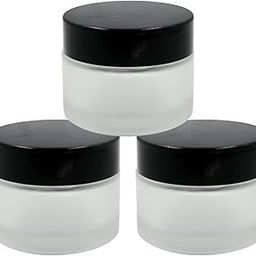 Happy Packaging 50 Ml Clear Frosted Round Empty Glass Cosmetic Cream Container | Jars With Black Cap And White Inner Lids For Creams| Balms | Face Scrub | Body Cream Etc (24)-1