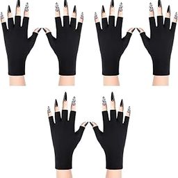 MAYCREATE® Nylon Anti Uv Gloves For Gel Nail Lamp Professional Upf50 Uv Protection For Women Manicures Nail Art Skin Care Stretchy Fingerless Protect Hands From Harm Black Pack of 2 3PCS-picture-41