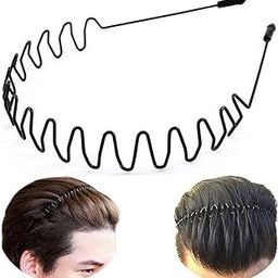 Metal Headbands For Men Women Hair Bands-Black Fashion Hairband For Mens Sports Headband For Women's Hair Care Beauty Unisex Non Slip Elastic Wavy Wide Hair Hoop Clips-picture-33